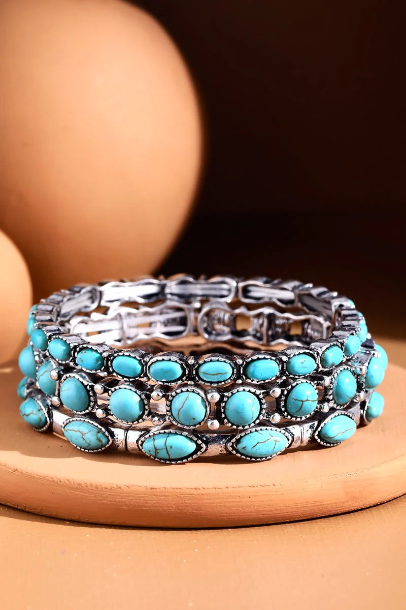 Turquoise Stone Bracelet Set