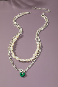 Pearl & Heart Chunky Chain Necklace