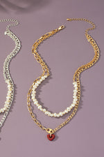 Pearl & Heart Chunky Chain Necklace
