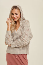 Open Knit Hooded Sweater