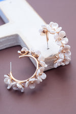 Pearl Flower Hoop Earrings