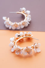 Pearl Flower Hoop Earrings