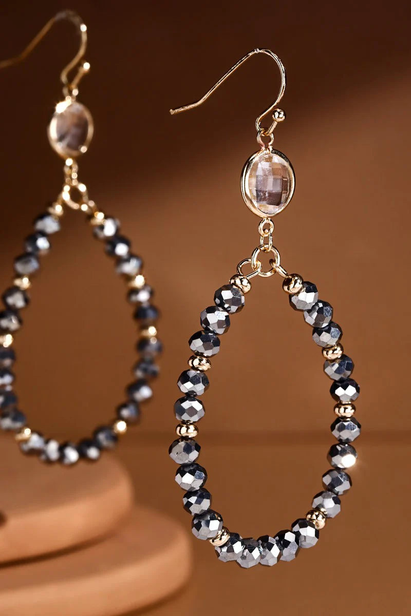Silver Glass Bead Earrings