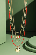 Layered Chain Link Necklace with Heart Pendant