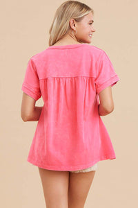 Fuchsia Cotton Shirred Top