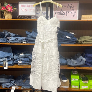 Aqua white lace Midi Dress L