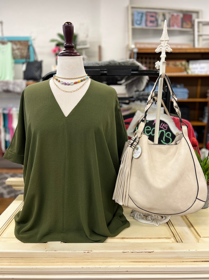 Olive Boxy Top