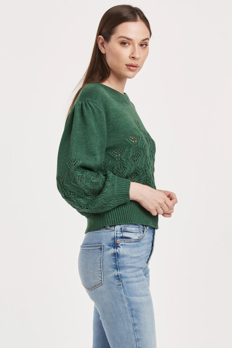 Another Love Krista Clover Pointelle Puff Sweater