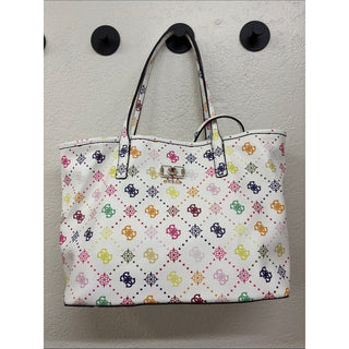 Guess White Tote with Multicolor Logo Print
