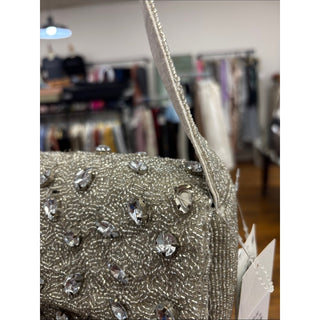 Embellished Ivory Evening Clutch with Crystal Beading