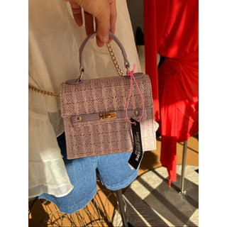 Like dreams Knit-Textured Lilac Crossbody Bag with Gold Chain Strap