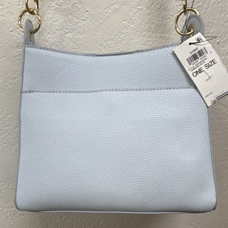 On 34th Light Blue Pebbled Bucket Drawstring Crossbody Bag with Gold Chain
