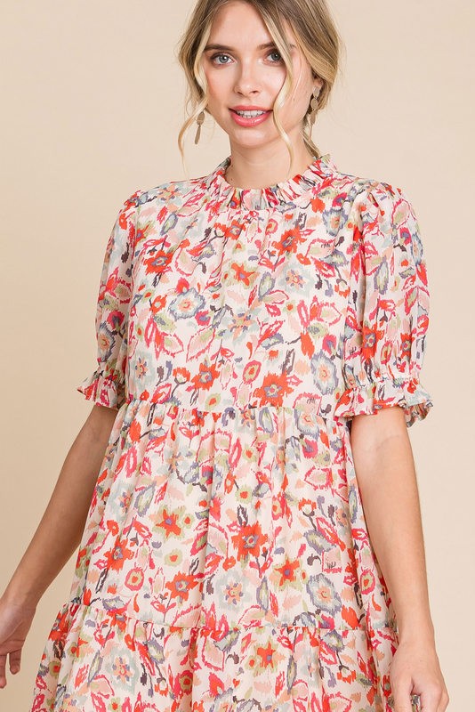Faded Red Floral Dress