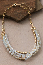 Multi-Strand Boho White Mixed Bead Necklace