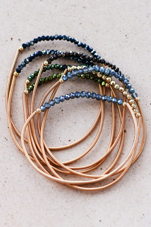 Stretchy Layered Guitar String Beaded Bracelet Set