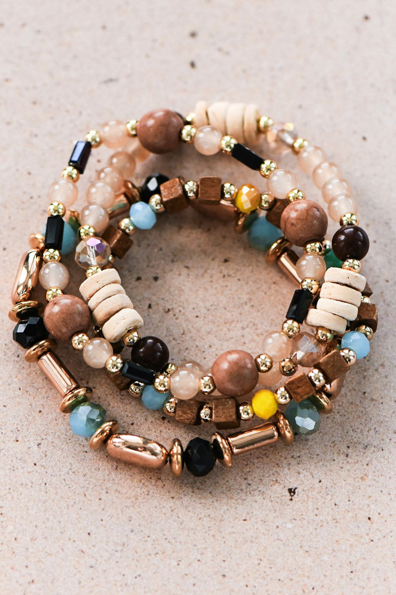 Mixed Bead Stacking Stretch Bracelet Set