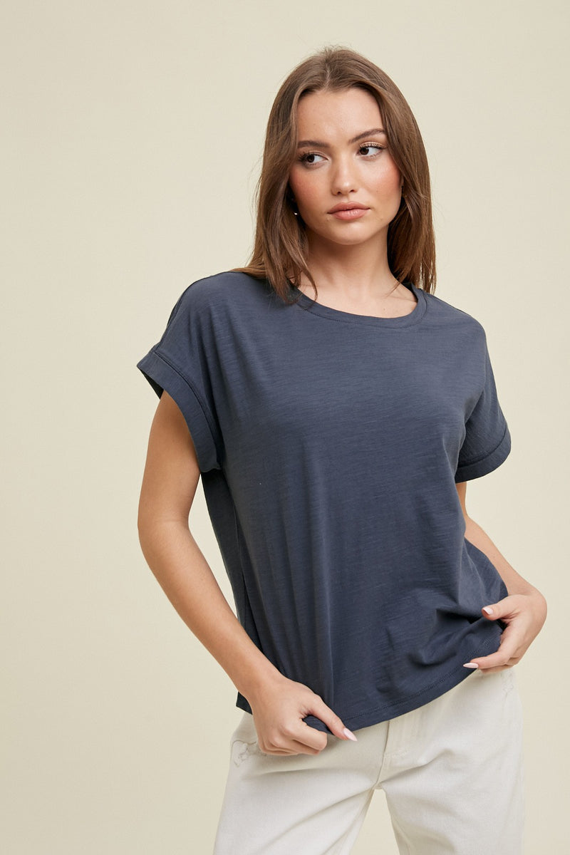 Navy Slub Muscle Tee