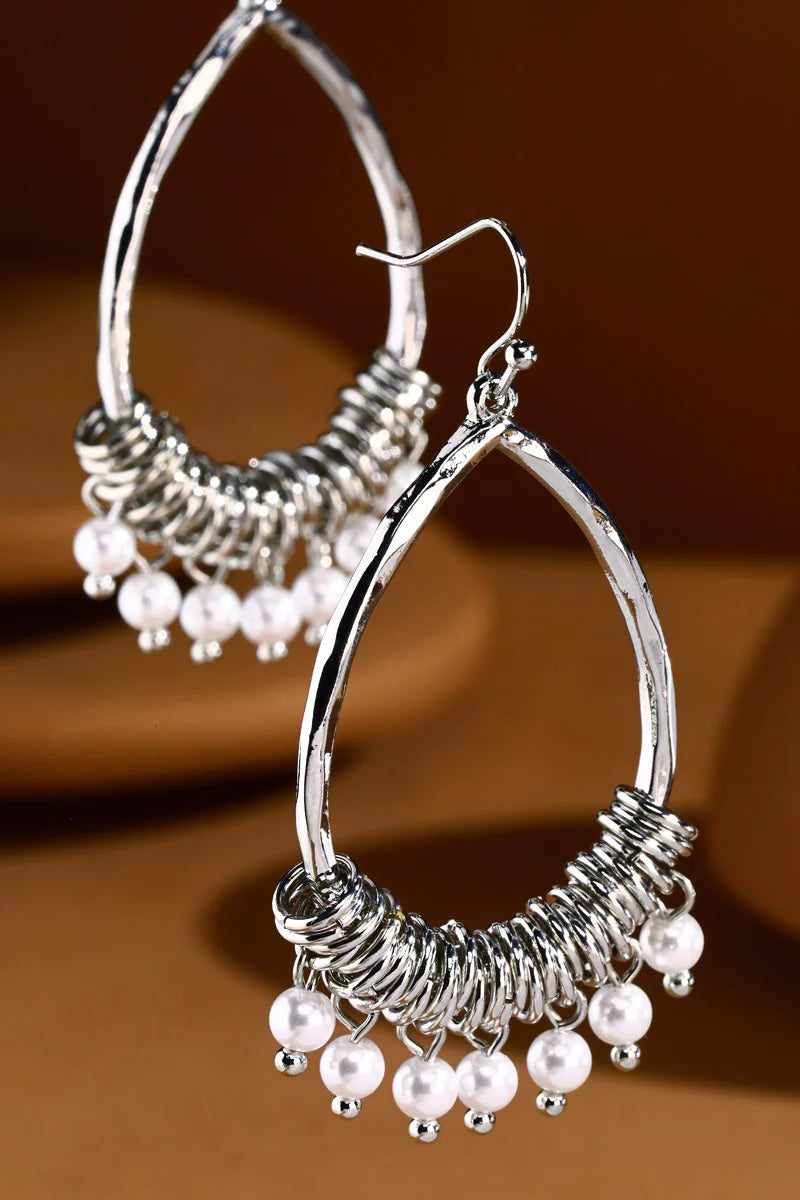 Interlocked Teardrop Earrings with Pearls