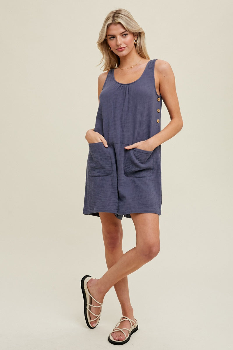 Woven Navy Romper