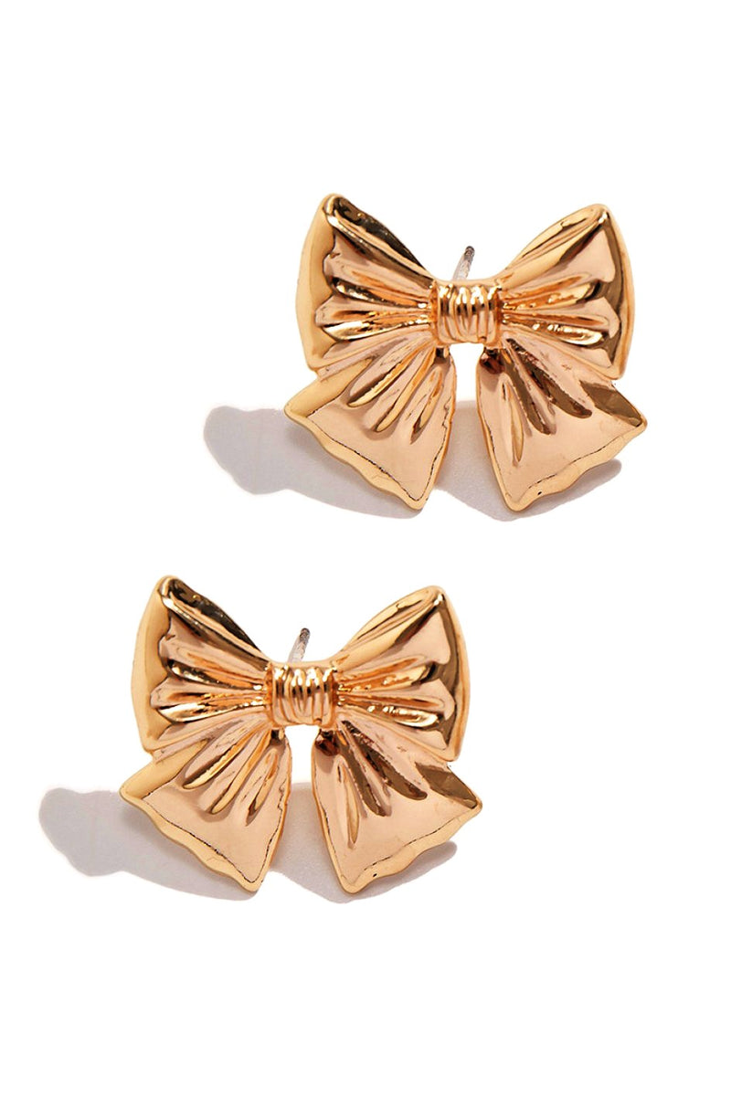 Gold Bow Stud Earrings