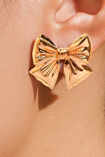 Gold Bow Stud Earrings