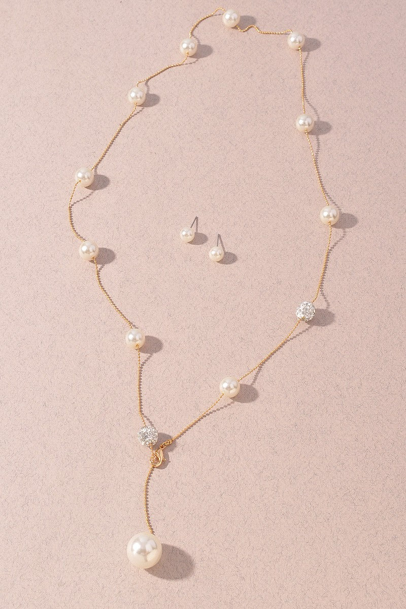 Pearl & Rhinestone Necklace Set