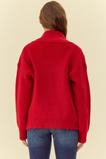 Red Ribbed 2-Way Zip Cardigan