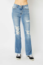 Judy Blue Frayed Hem HR Bootcut Jeans