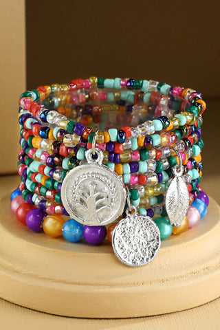 Vibrant Seed Bead Stretch Bracelet Set