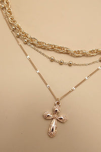 Layered Cross Pendant Necklace