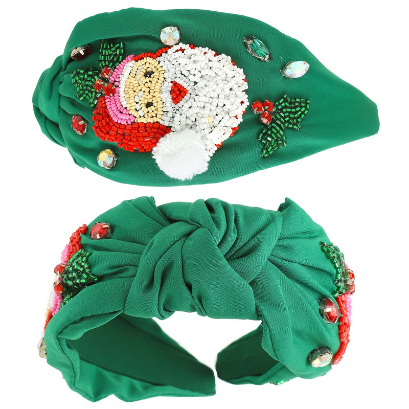 Santa Beaded Top Knot Headband