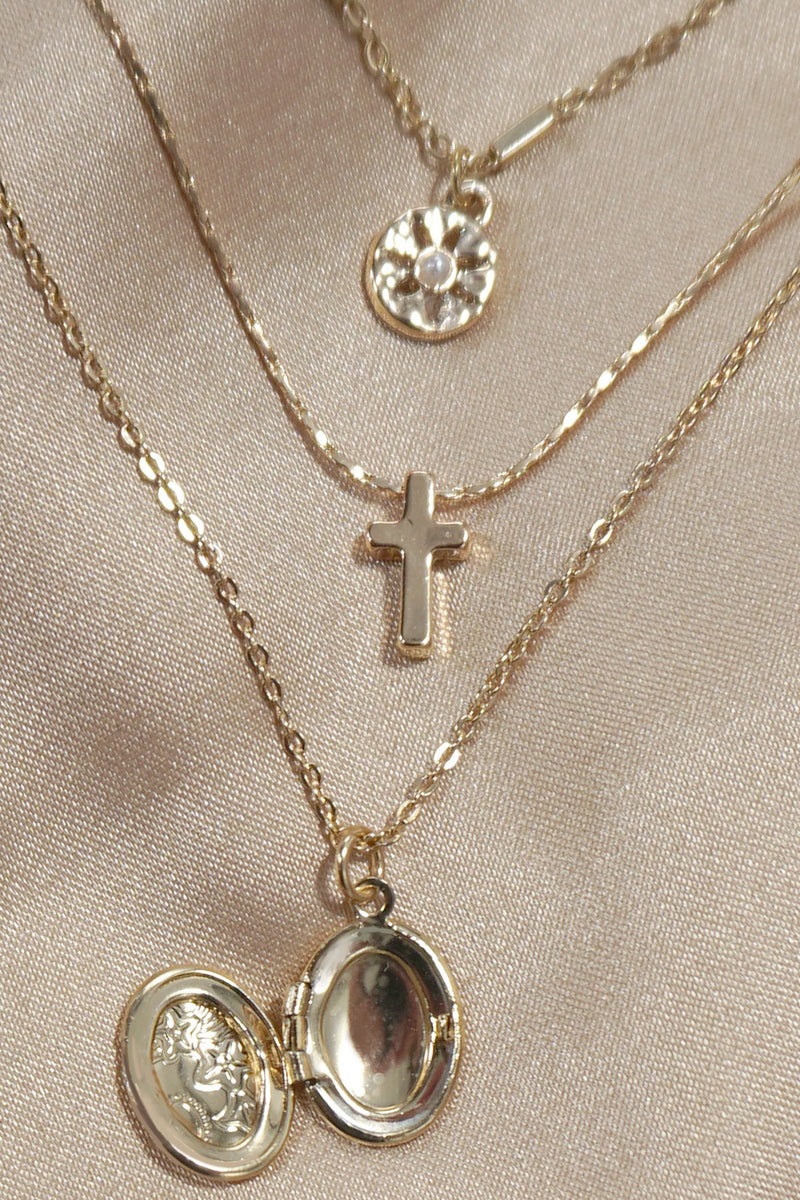 Locket Cross Charm Necklace