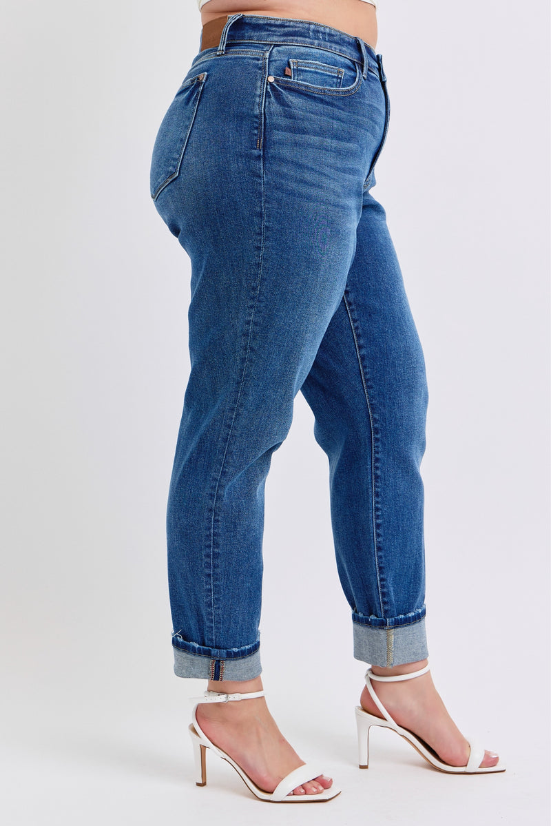 Judy Blue Plus Mid-Rise Boyfriend Vintage Jeans w/Cuff