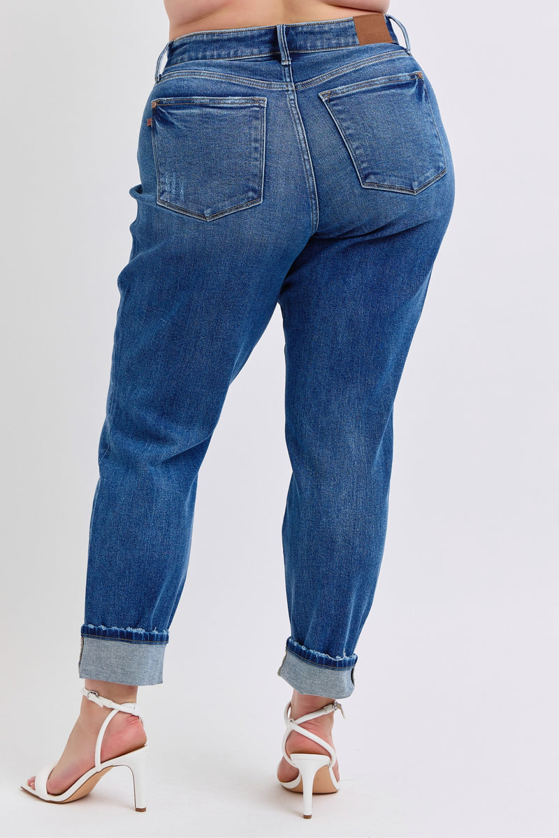 Judy Blue Plus Mid-Rise Boyfriend Vintage Jeans w/Cuff