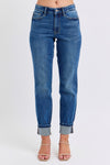 Judy Blue Mid-Rise Boyfriend Vintage Wash Jeans w/Cuff