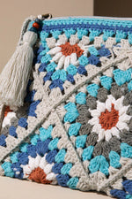 Periwinkle Handmade Crochet Tile Pouch