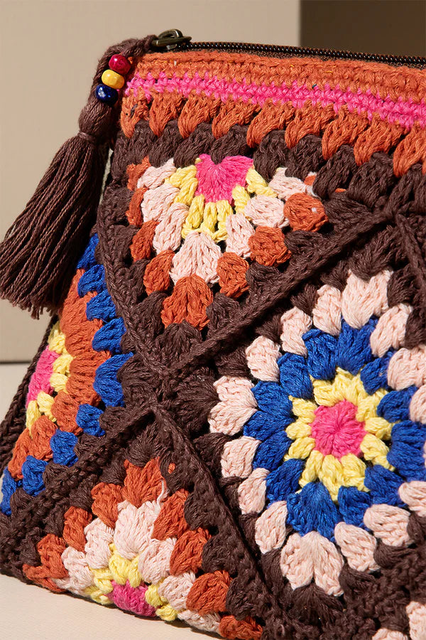 Chocolate Handmade Crochet Tile Pouch