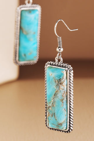 Western Square Semi-Stone Dangle Earrings