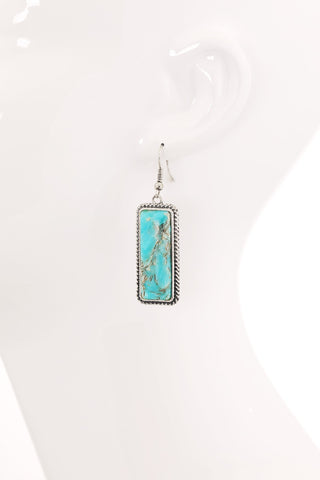 Western Square Semi-Stone Dangle Earrings