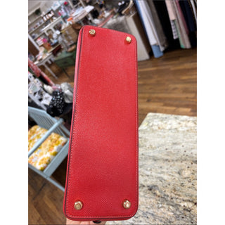 Coach Red Leather Dome Satchel with Gold Hardware