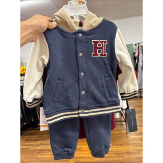 Tommy Hilfiger baby boy fleece hooded baseball jacket 3 piece set 12 months