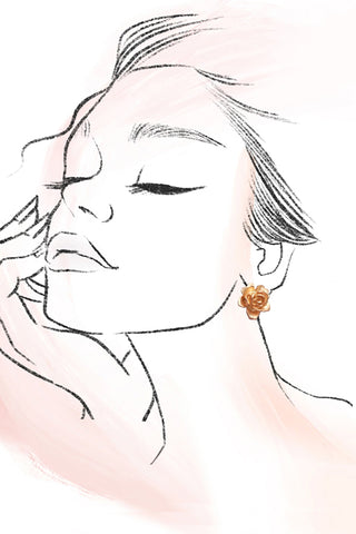Matte Gold Flower Stud Earrings