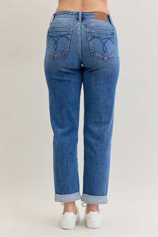 Judy Blue Boyfriend Mid-Rise Cuffed Jeans