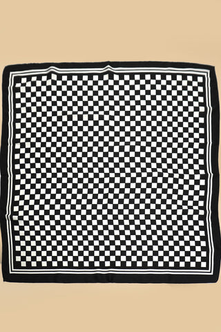 Large Checker Print Silky Bandana Scarf