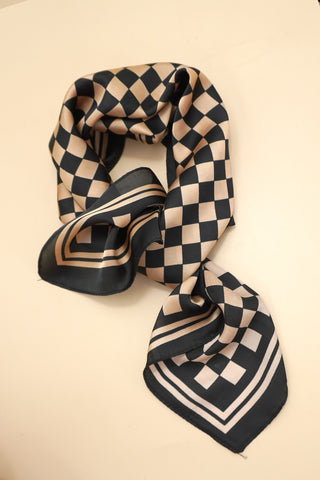 Large Checker Print Silky Bandana Scarf
