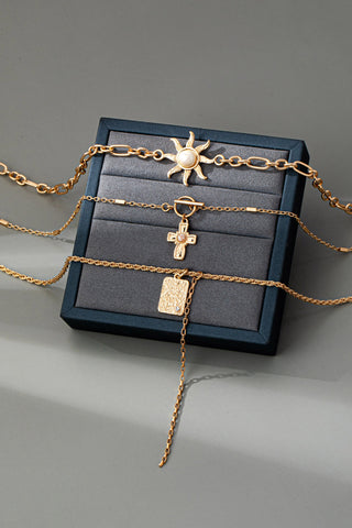 Celestial Cross Sun Toggle Charm Necklace