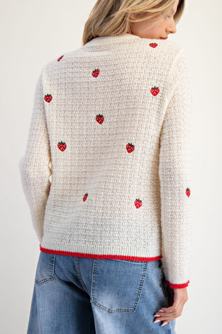 Strawberry Embroidered Cardigan