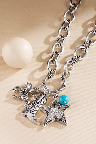 Western Star & Charm Pendant Necklace