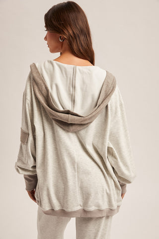 Light Heather Grey Hooded Cardigan