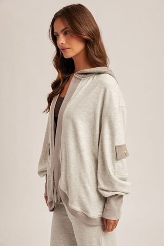 Light Heather Grey Hooded Cardigan